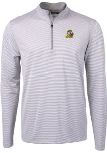 Cutter and Buck Oregon Ducks Mens Grey Virtue Eco Pique Big and Tall 1/4 Zip Pullover