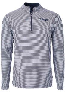 Cutter and Buck Pennsylvania Quakers Mens Navy Blue Virtue Eco Pique Big and Tall 1/4 Zip Pullov..