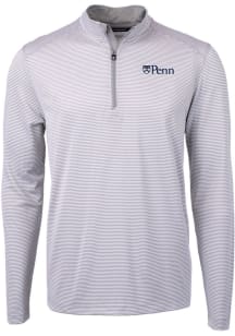 Cutter and Buck Pennsylvania Quakers Mens Grey Virtue Eco Pique Big and Tall 1/4 Zip Pullover