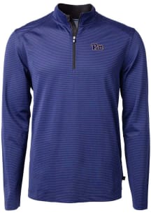 Cutter and Buck Pitt Panthers Mens Blue Virtue Eco Pique Big and Tall 1/4 Zip Pullover