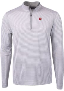 Cutter and Buck Rutgers Scarlet Knights Mens Grey Virtue Eco Pique Big and Tall 1/4 Zip Pullover