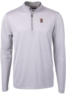 Cutter and Buck Stanford Cardinal Mens Grey Virtue Eco Pique Big and Tall 1/4 Zip Pullover