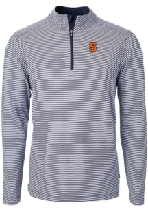 Cutter and Buck Syracuse Orange Mens Navy Blue Virtue Eco Pique Big and Tall 1/4 Zip Pullover