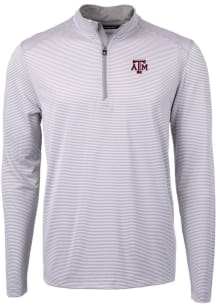 Cutter and Buck Texas A&amp;M Aggies Mens Grey Virtue Eco Pique Big and Tall 1/4 Zip Pullover