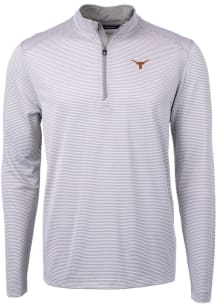 Cutter and Buck Texas Longhorns Mens Grey Virtue Eco Pique Big and Tall 1/4 Zip Pullover
