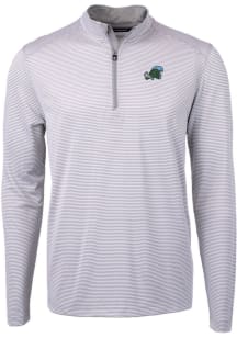 Cutter and Buck Tulane Green Wave Mens Grey Virtue Eco Pique Big and Tall 1/4 Zip Pullover
