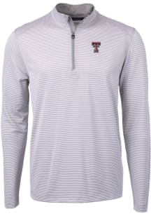Cutter and Buck Texas Tech Red Raiders Mens Grey Virtue Eco Pique Big and Tall 1/4 Zip Pullover