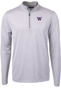 Cutter and Buck Washington Huskies Mens Grey Virtue Eco Pique Big and Tall 1/4 Zip Pullover