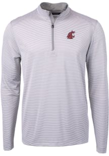 Cutter and Buck Washington State Cougars Mens Grey Virtue Eco Pique Big and Tall 1/4 Zip Pullove..