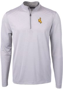 Cutter and Buck Wyoming Cowboys Mens Grey Virtue Eco Pique Big and Tall 1/4 Zip Pullover