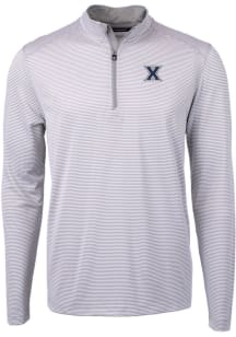 Cutter and Buck Xavier Musketeers Mens Grey Virtue Eco Pique Big and Tall 1/4 Zip Pullover