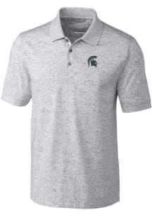 Mens Michigan State Spartans Grey Cutter and Buck Tri-Blend Space Dye Big and Tall Polos Shirt