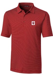 Cutter and Buck Indiana Hoosiers Mens Crimson Forge Pencil Stripe Short Sleeve Polo