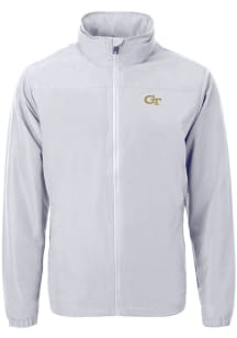 Cutter and Buck GA Tech Yellow Jackets Mens Grey Charter Eco Knit Big and Tall Light Weight Jack..