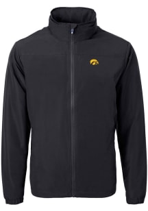 Black Iowa Hawkeyes Cutter and Buck Mens Charter Eco Knit Big and Tall Light Weight Jacket
