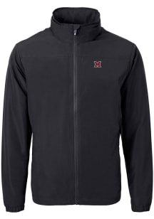 Cutter and Buck Miami RedHawks Mens Black Charter Eco Knit Big and Tall Light Weight Jacket