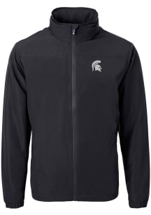Black Michigan State Spartans Cutter and Buck Mens Charter Eco Knit Big and Tall Light Weight Ja..