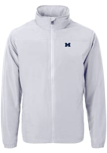 Grey Michigan Wolverines Cutter and Buck Mens Charter Eco Knit Big and Tall Light Weight Jacket