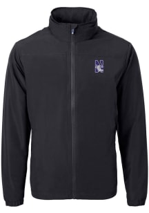 Black Northwestern Wildcats Cutter and Buck Mens Charter Eco Knit Big and Tall Light Weight Jack..