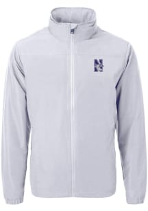 Grey Northwestern Wildcats Cutter and Buck Mens Charter Eco Knit Big and Tall Light Weight Jacke..