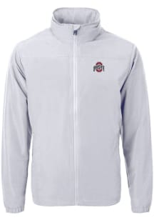 Grey Ohio State Buckeyes Cutter and Buck Mens Charter Eco Knit Big and Tall Light Weight Jacket