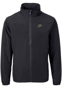 Black Purdue Boilermakers Cutter and Buck Mens Charter Eco Knit Big and Tall Light Weight Jacket