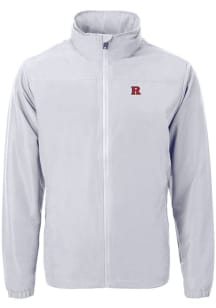 Grey Rutgers Scarlet Knights Cutter and Buck Mens Charter Eco Knit Big and Tall Light Weight Jac..