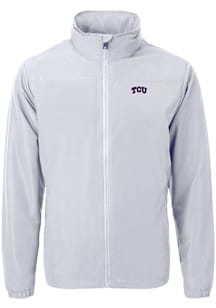 Cutter and Buck TCU Horned Frogs Mens Grey Charter Eco Knit Big and Tall Light Weight Jacket