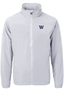 Grey Washington Huskies Cutter and Buck Mens Charter Eco Knit Big and Tall Light Weight Jacket