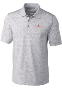 Mens Illinois Fighting Illini Grey Cutter and Buck Tri-Blend Space Dye Big and Tall Polos Shirt