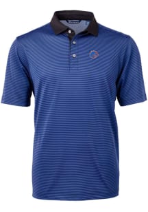 Cutter and Buck Boise State Broncos Blue Virtue Eco Pique Micro Stripe Big and Tall Polo