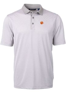 Cutter and Buck Clemson Tigers Grey Virtue Eco Pique Micro Stripe Big and Tall Polo