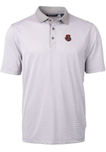 Cutter and Buck Cornell Big Red Grey Virtue Eco Pique Micro Stripe Big and Tall Polo