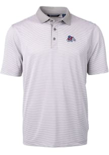 Cutter and Buck Fresno State Bulldogs Grey Virtue Eco Pique Micro Stripe Big and Tall Polo