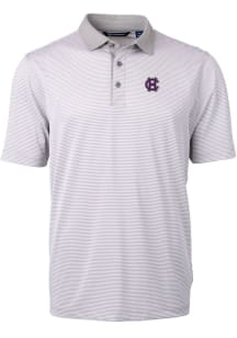 Cutter and Buck Holy Cross Crusaders Grey Virtue Eco Pique Micro Stripe Big and Tall Polo