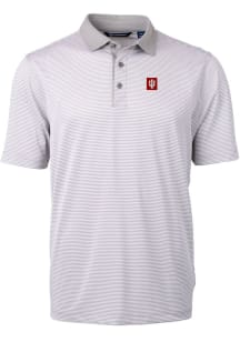Cutter and Buck Indiana Hoosiers Mens Grey Virtue Eco Pique Micro Stripe Big and Tall Polos Shirt