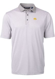 Cutter and Buck Iowa Hawkeyes Mens Grey Virtue Eco Pique Micro Stripe Big and Tall Polos Shirt