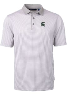 Cutter and Buck Michigan State Spartans Mens Grey Virtue Eco Pique Micro Stripe Big and Tall Polos S