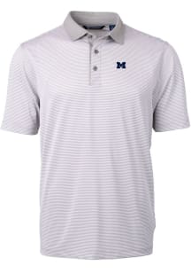 Cutter and Buck Michigan Wolverines Mens Grey Virtue Eco Pique Micro Stripe Big and Tall Polos Shirt