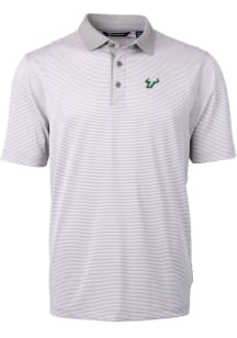 Cutter and Buck South Florida Bulls Grey Virtue Eco Pique Micro Stripe Big and Tall Polo