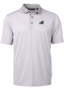 Cutter and Buck Tulane Green Wave Grey Virtue Eco Pique Micro Stripe Big and Tall Polo