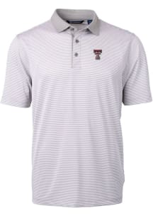 Cutter and Buck Texas Tech Red Raiders Mens Grey Virtue Eco Pique Micro Stripe Big and Tall Polo..