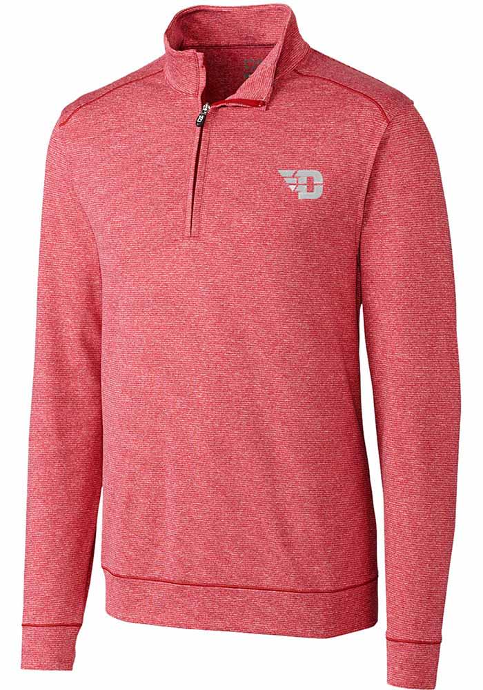 Cutter and Buck Dayton Flyers Mens Red Shoreline Long Sleeve 1/4 Zip Pullover