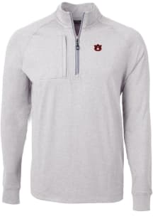 Cutter and Buck Auburn Tigers Mens Grey Adapt Eco Knit Long Sleeve 1/4 Zip Pullover