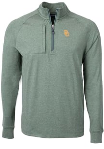 Cutter and Buck Baylor Bears Mens Green Adapt Eco Knit Long Sleeve 1/4 Zip Pullover