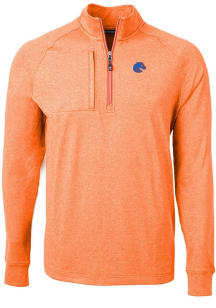 Cutter and Buck Boise State Broncos Mens Orange Adapt Eco Knit Long Sleeve 1/4 Zip Pullover