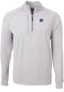 Cutter and Buck Boise State Broncos Mens Grey Adapt Eco Knit Long Sleeve 1/4 Zip Pullover