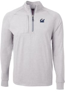 Cutter and Buck Cal Golden Bears Mens Grey Adapt Eco Knit Long Sleeve Qtr Zip Pullover