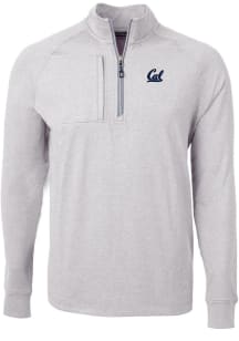 Cutter and Buck Cal Golden Bears Mens Grey Adapt Eco Knit Long Sleeve 1/4 Zip Pullover