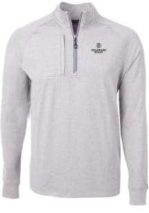 Cutter and Buck Colorado State Rams Mens Grey Adapt Eco Knit Long Sleeve 1/4 Zip Pullover